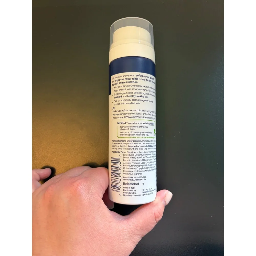Nivea Men Sensitive‎ Shave Foam 7oz With Chamomile Extract No Drying Alcohol